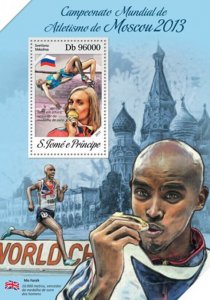 St Thomas 2013 Athletes of IIAF Moscow  Stamp S/S ST13602b