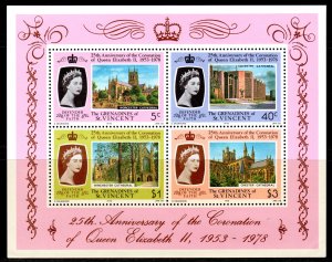 St.Vincent Grenadines 1978 Sc#156a QUEEN ELIZABETH II CORONATION/CATHEDRALS S/S