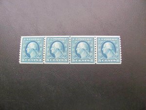 US MNH 1916 CERT. SC# 458 LINE COIL STRIP OF 4