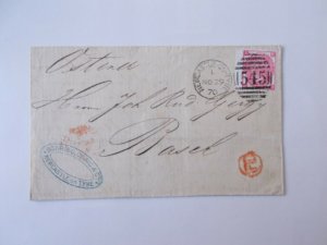 GB QV 1870 3d Rose Wing Margin SG 103 Pl. 5 Envelope Newcastle to London Cat £70