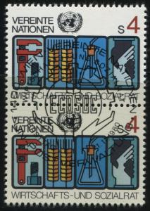 United Nations 15   Used    Pair First Day Cancel Vienna