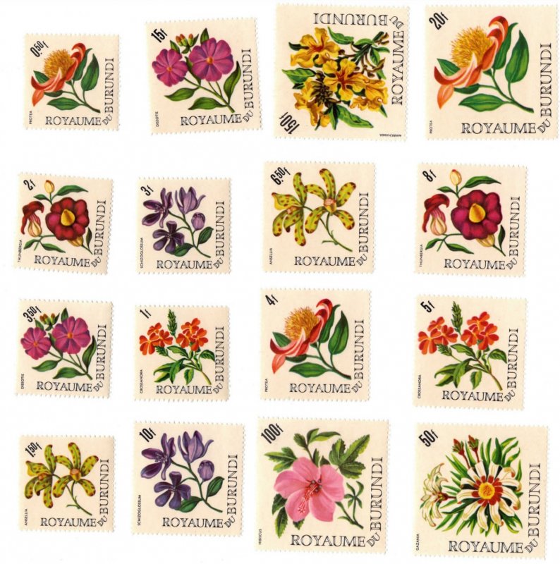 BURUNDI 141-156 MNH FLOWERS 1966 VF