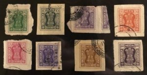 India Sccott# O189-O196 VF Used  Cat. $7.50