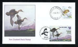 $10 New Zealand Fish and Game Grey Duck stamp cinderella combo