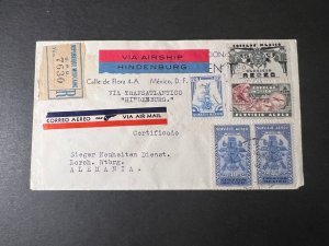 1936 Registered Mexico Hindenburg Zeppelin Cover to Lorch Germany LZ 129