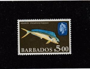 BARBADOS # 280A VF-MNH $5 DOLPHIN HIGH VALUE CAT VALUE $17.50