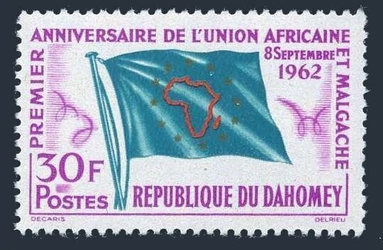 Dahomey 155, MNH. Michel 195. African-Malagasy Union, 1962. Flag.