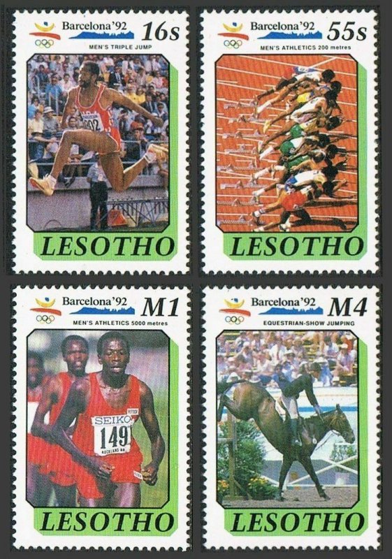 Lesotho 791-794,795,MNH.Michel 860-863,Bl.76. Olympics Barcelona-1992.Equestrian 