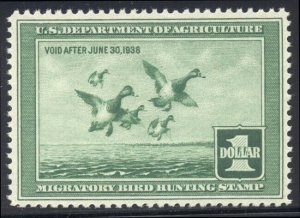 U.S. #RW4 Mint VF NH - 1937 $1.00 Scaup Ducks