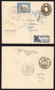 Aden KGVI Uprated 1a Postal Stationery cover to Palestine