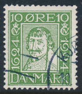 Denmark Scott 165 (AFA 133), 10ø green Postal Anniv, F-VF U