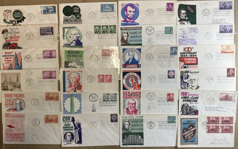 BIG LOT FIRST DAY COVERS 129 DIFF CACHET CRAFT ALL KEN BOLL COLOR FDCs 1946/1965