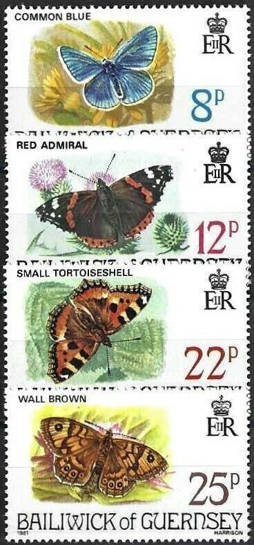 1981 Guernsey Butterflies, Papillons, Farfalle complete set VF/MNH! LOOK!