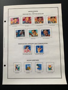 US 1993 3 sets stamps  new with album page