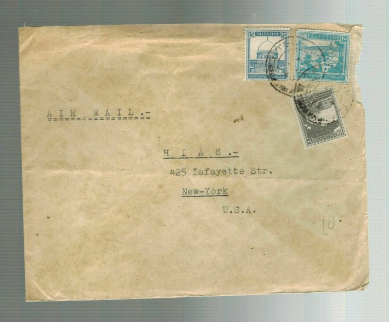 1946 Tel Aviv Palestine cover to USA Hicem HIAS JCA Emigration Association