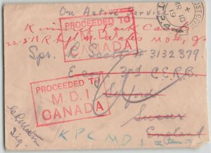 Canada 1919 WWI FPO T.P.4 Seaford & Kinmel Park Military Camps Cover M.D.1