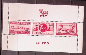 ROMANIA Sc B243-44 NH 2 OVERPRINTED SOUVENIR SHEET OF 1944 - POSTAL SERVICE