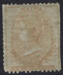 MALTA 1860 QV 1/2D NO WMK WHITE PAPER NO GUM SPACEFILLER 