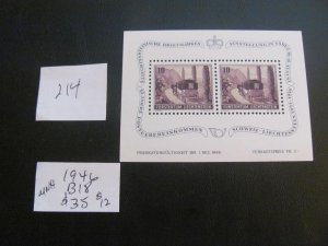 LIECHTENSTEIN 1946 MNH  SC B18 SS  XF  $35 (214) NEW COLL.