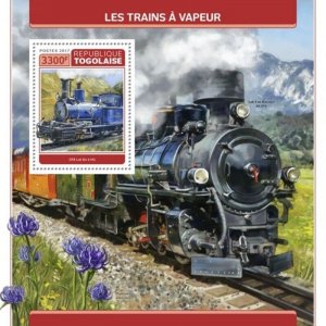 Togo - 2017 Steam Trains on Stamps - Stamp Souvenir Sheet - TG17318b