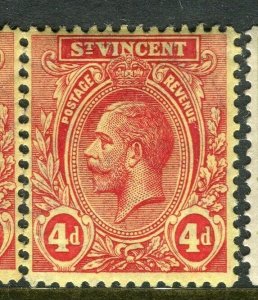 ST. VINCENT; 1913 early GV issue fine Mint hinged Shade of 4d. value