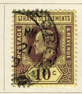 STRAITS SETTLEMENTS; 1902 early Ed VII issue fine used 10c. value