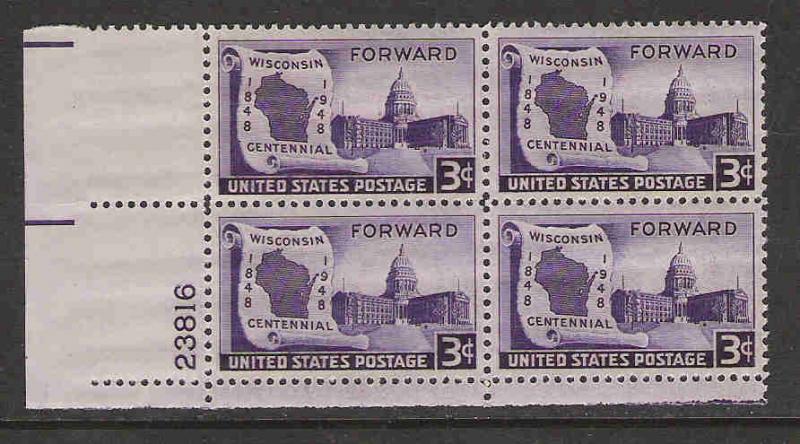 U. S.  # 957  Plate  Block