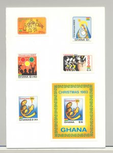 Ghana #852-857 Christmas 4v & 1v S/S Imperf Proofs Mounted in Folder