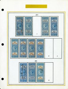 Antigua 11 Rare Revenue Stamps 9 in mint condition, 2 used.