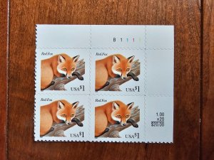 U.S. Scott # 3036 Red Fox Plateblock of 4 - MNH