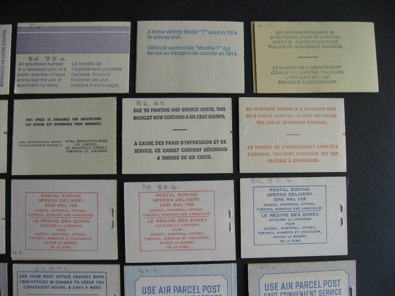 Canada 31 different (Ut varieties) 70s and back complete booklets check them out