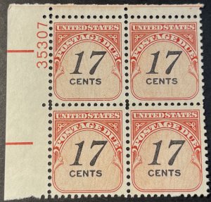 U.S. # J104-MINT NEVER/HINGED---UL PLATE # BLOCK OF 4---1985(LOTB)