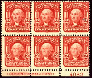 U.S. #319 MINT PL# Block OG HR 