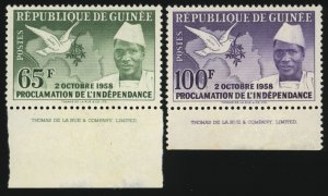 GUINEA Sc 173-74 VF/MNH- 1959 - Proclamation of Independence-High Values