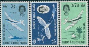 Gilbert Ellice Islands 1964 SG82-84 First Air Service set MLH