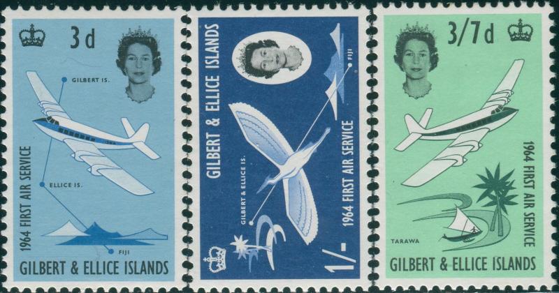 Gilbert Ellice Islands 1964 SG82-84 First Air Service set MLH