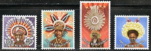 Papua New Guinea Scott 448,450,453,455 MNHOG - Headdresses Short Set  SCV $2.35