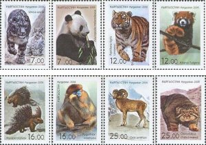 Kyrgyzstan 2008 Animals of Asia from the Red Book set of 8 perforated stamps MNH