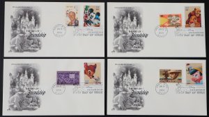 U.S. Used #3865 - 3868 37c Disney Friendship Set of 4 ArtCraft First Day Covers