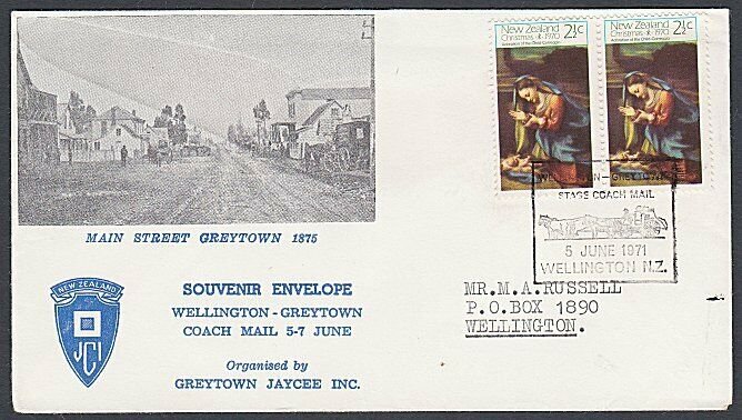 NEW ZEALAND 1971 Stage coach Mail cover and cancel..........................L290