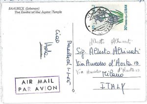 26914  POSTAL HISTORY  LEBANON \ LIBAN - POSTCARD to ITALY : 1965