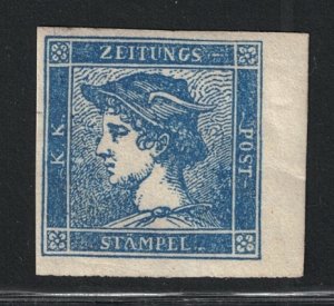 1851 Lombardo Veneto, Newspaper Stamps #1, 3 Cent Blue I Type, MH*