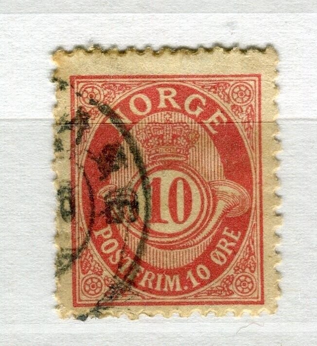 NORWAY; 1890-93 early 'ore' issue fine used Shade of 10ore. value