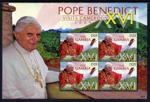 GAMBIA - 2009 - Benedikt XVI visits Cameroun - Perf 4v Sheet - MNH-Private Issue