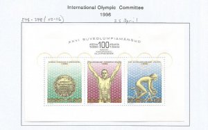 ESTONIA - 1996 - Int. Olympic Committee - Perf 3v Sheet - Mint Lightly Hinged