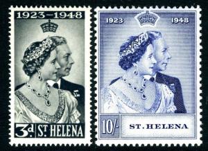 ST HELENA-1948 Silver Wedding Sg 143-4 LIGHTLY MOUNTED MINT V13879