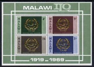 MALAWI - 1969 - Int. Labour Org. 50th Anniv - Perf Min Sheet - Mint Never Hinged