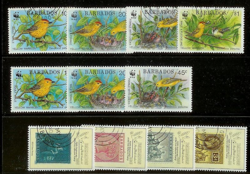 BARBADOS Large stamp accumulation Most MNH plate blocks gutter pairs Much value!