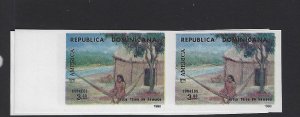 Dominican Republic $3 Color Trial Imperf Pair MNH (3gut)