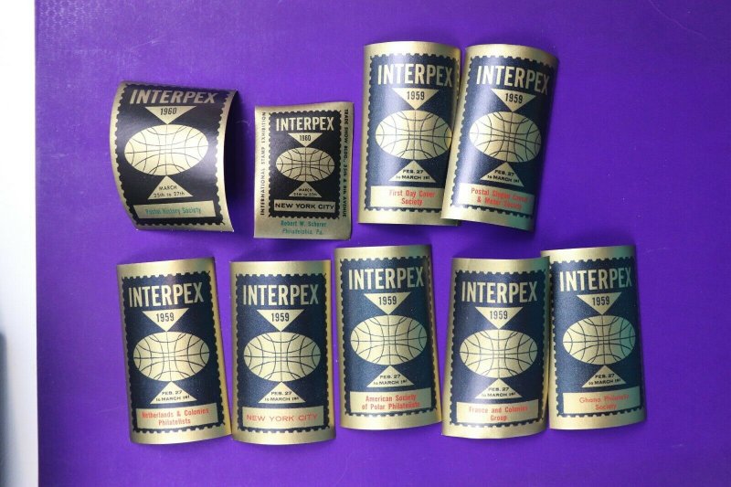 INTERPEX 1960 NYC NY Philatelic Souvenir Label ad set dealer society club FDC